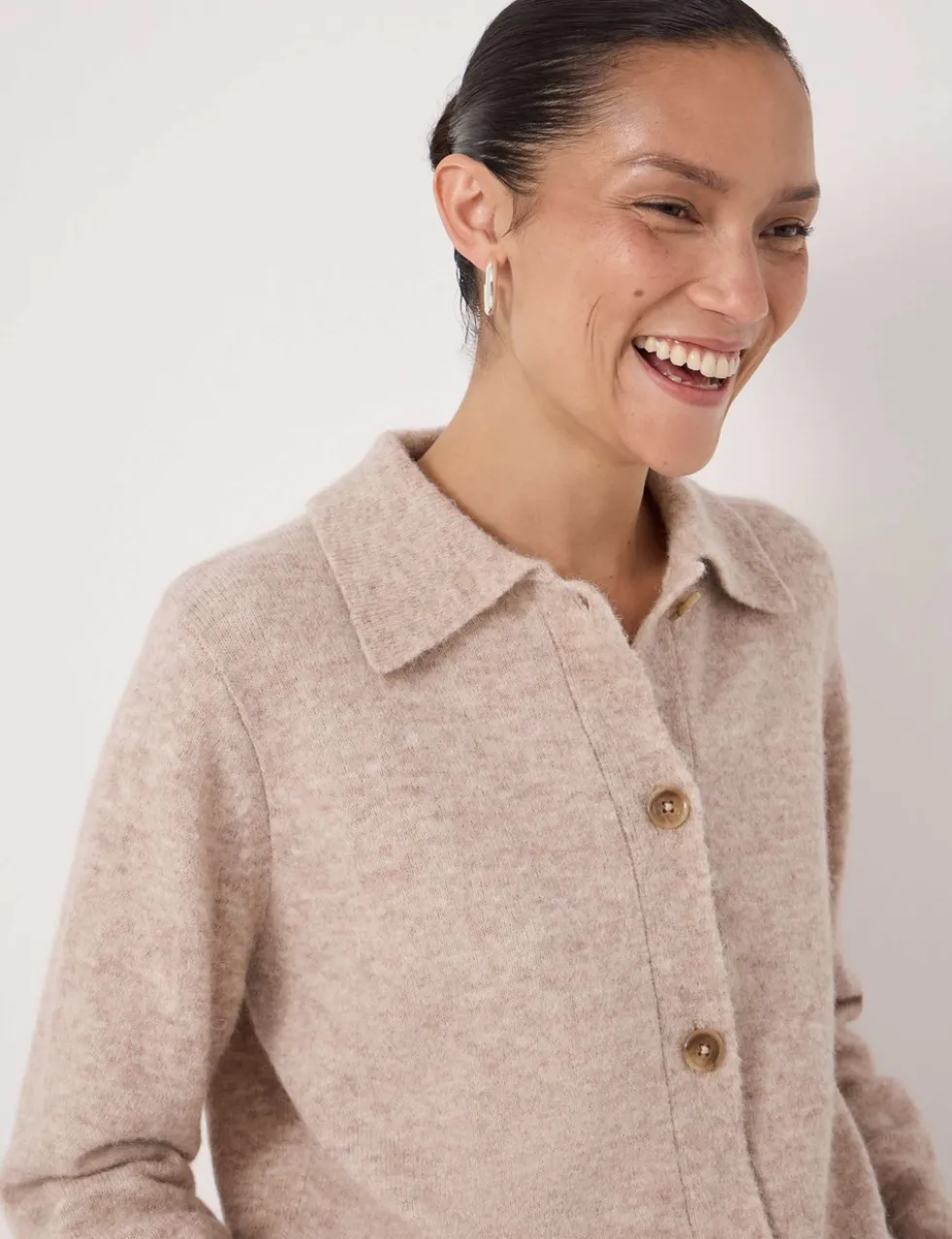 Wool Blend Collared Cardigan