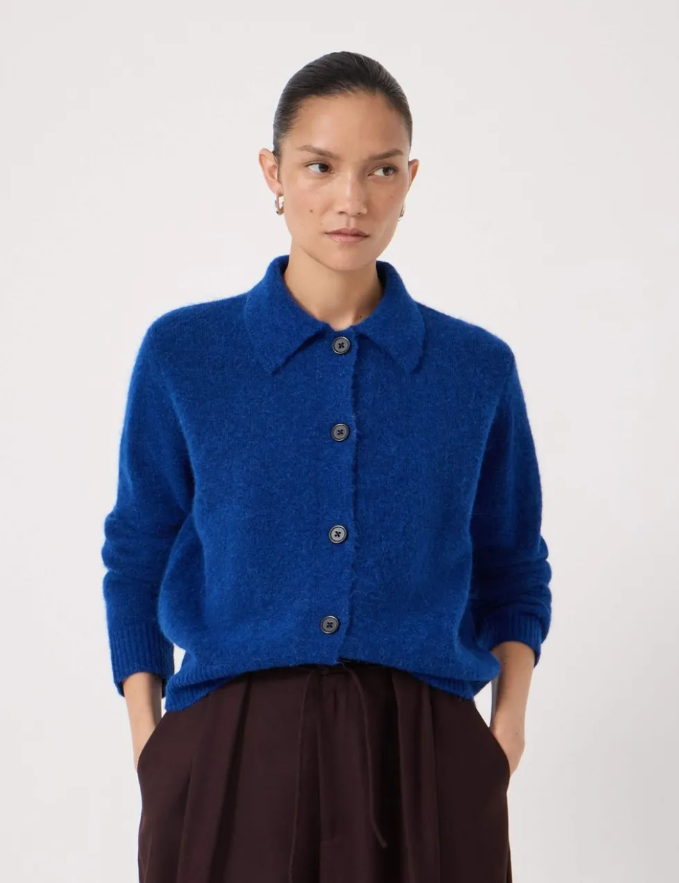 Wool Blend Collared Cardigan