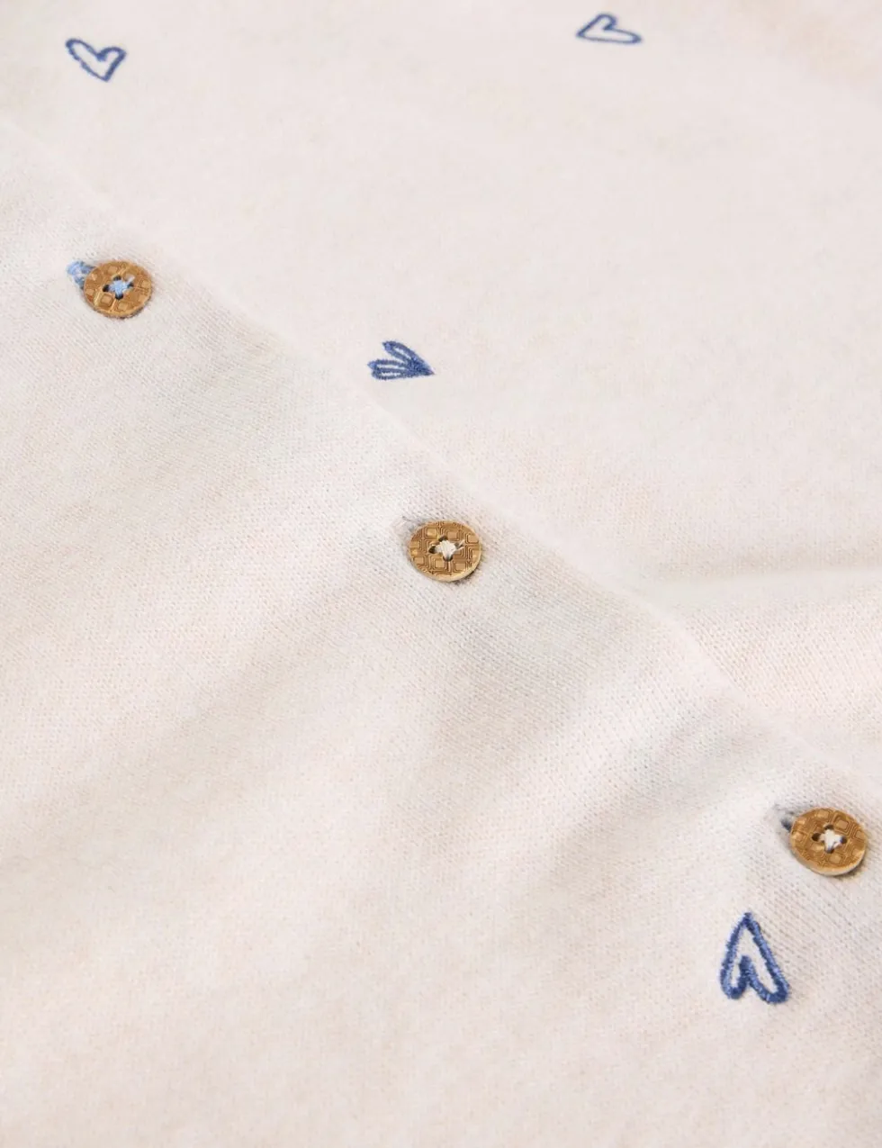 Wool Blend Embroidered Crew Neck Cardigan