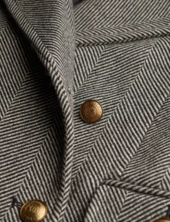 Wool Blend Herringbone Double Breasted Coat