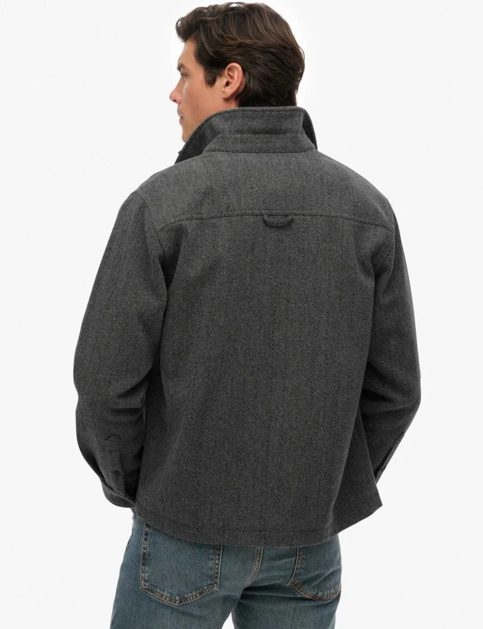Wool Blend Herringbone Overshirt