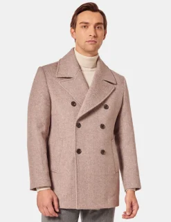 Wool Blend Herringbone Pea Coat