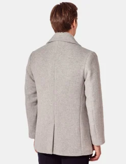 Wool Blend Herringbone Pea Coat