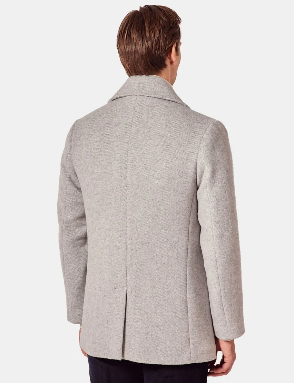 Wool Blend Herringbone Pea Coat