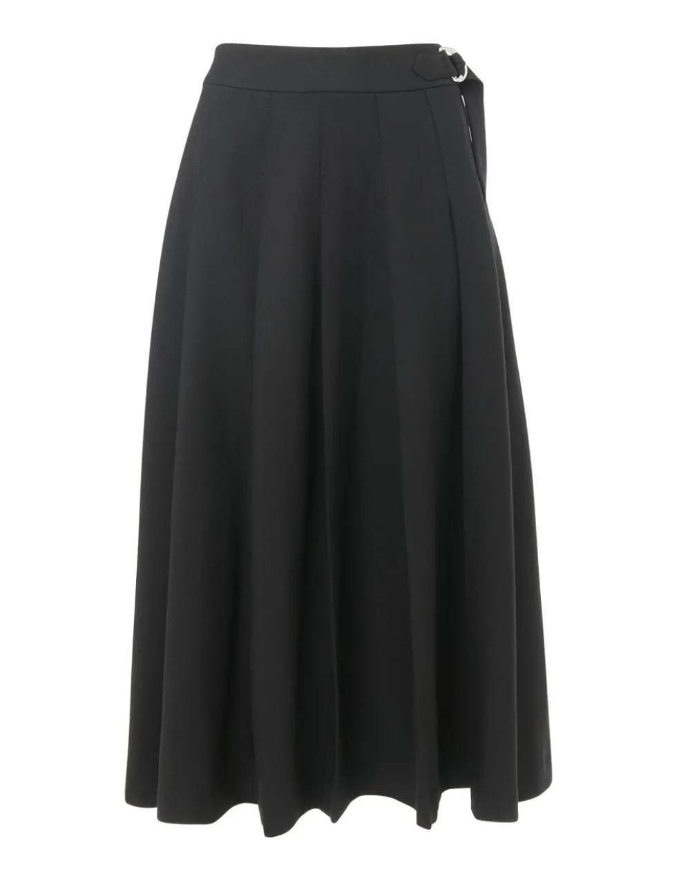 Wool Blend Pleated Midi Kilt Skirt