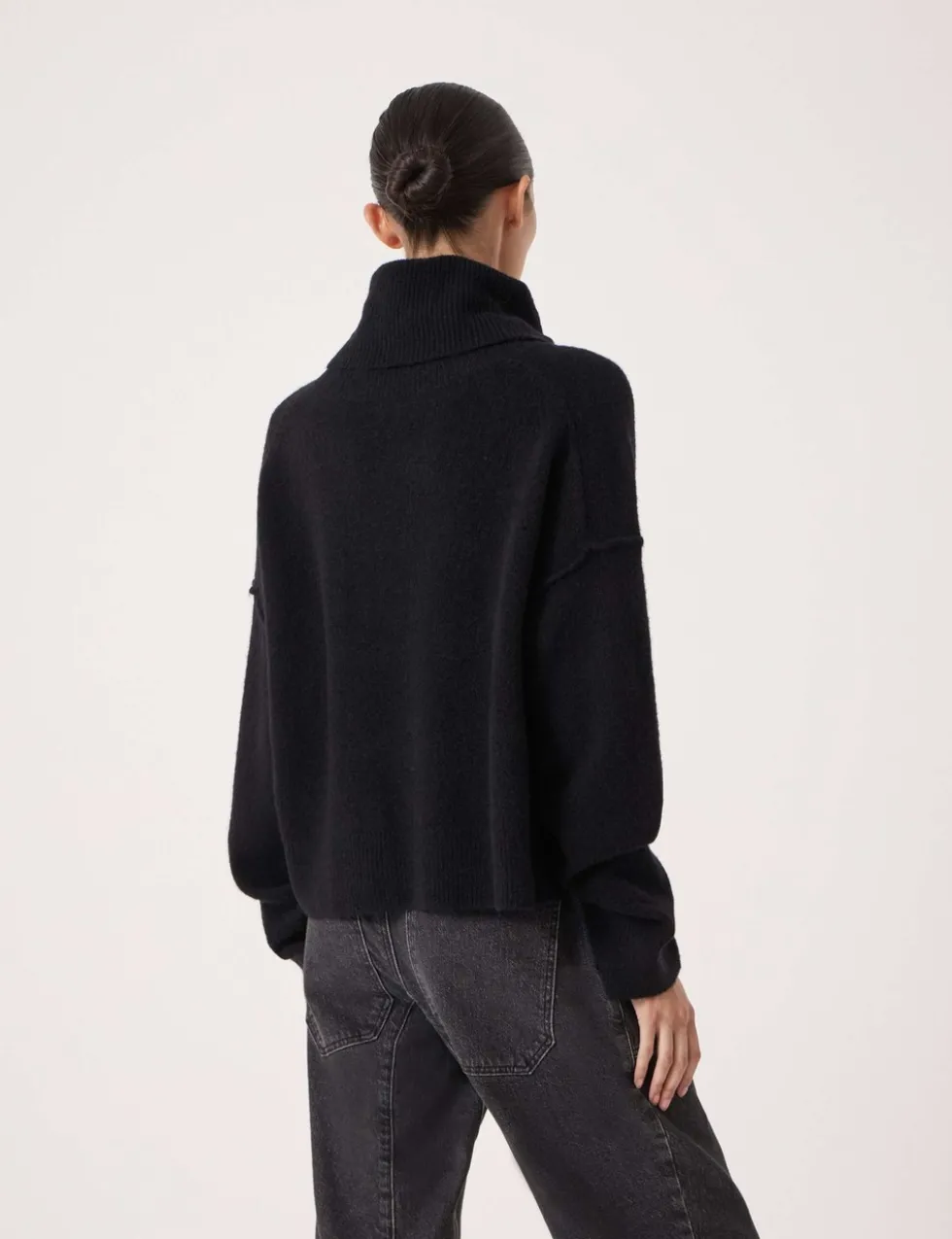 Wool Blend Roll Neck Cropped Jumper