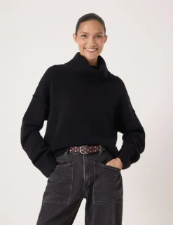 Wool Blend Roll Neck Cropped Jumper