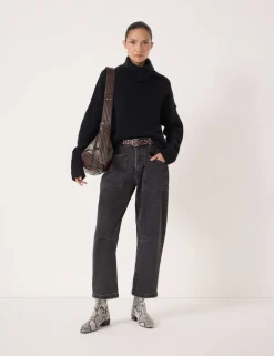 Wool Blend Roll Neck Cropped Jumper