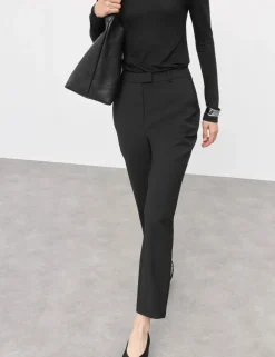 Wool Blend Slim Fit Ankle Grazer Trousers