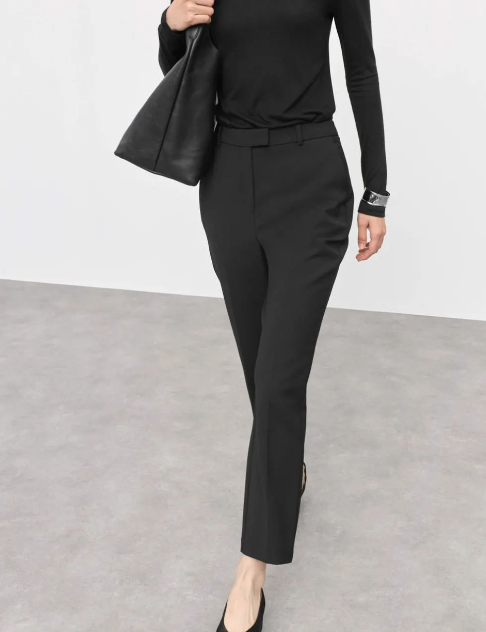Wool Blend Slim Fit Ankle Grazer Trousers