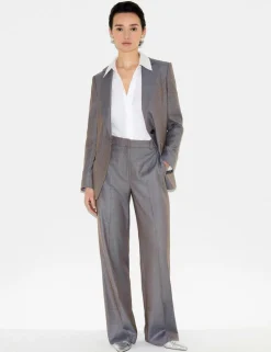 Wool Blend Straight Leg Trousers