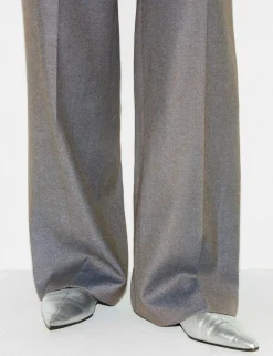 Wool Blend Straight Leg Trousers