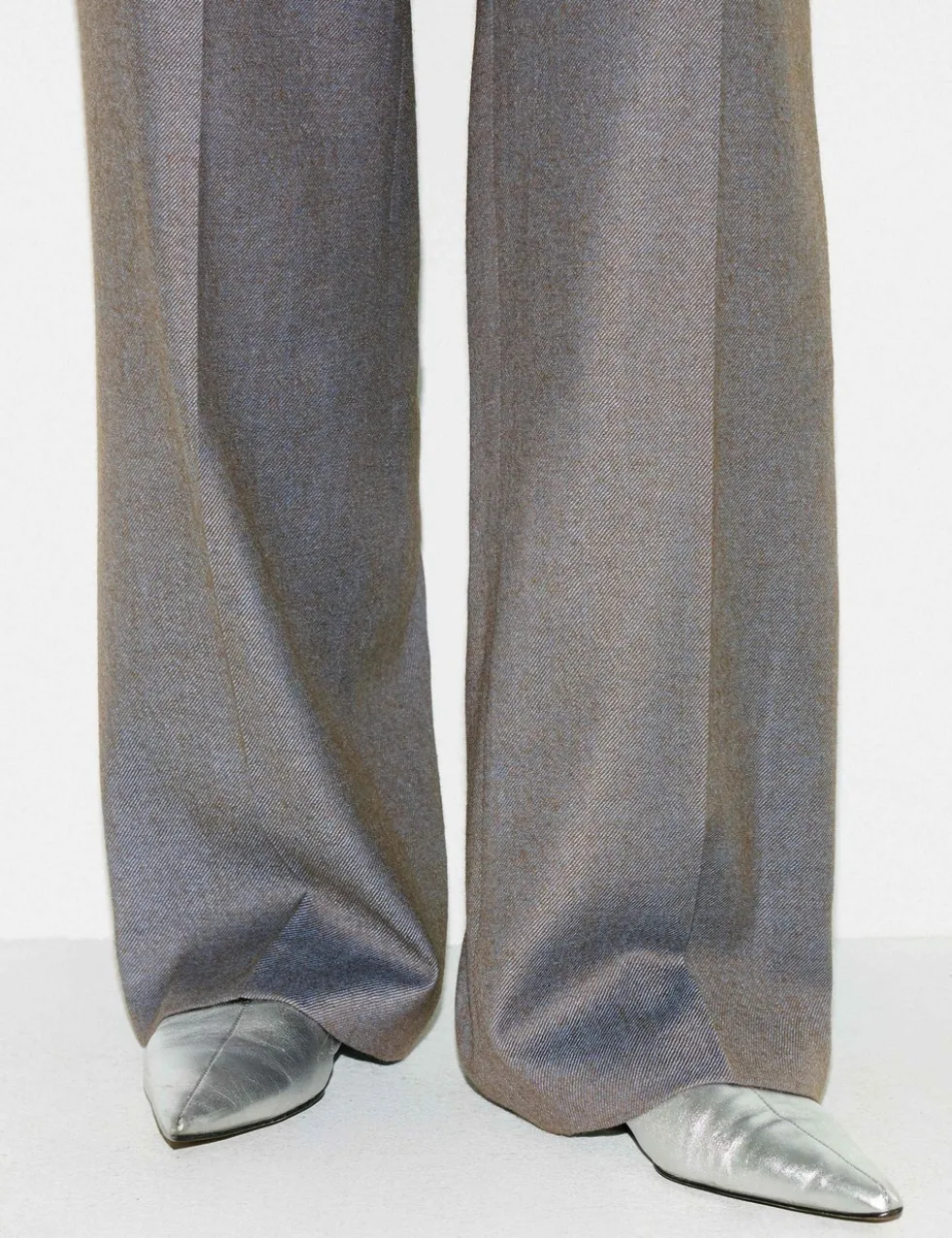 Wool Blend Straight Leg Trousers