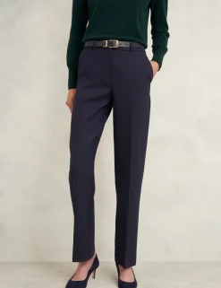 Wool Blend Straight Leg Trousers