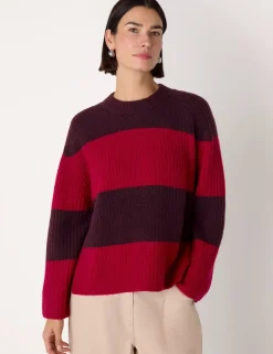 Wool Blend Striped Crew Neck Jumper