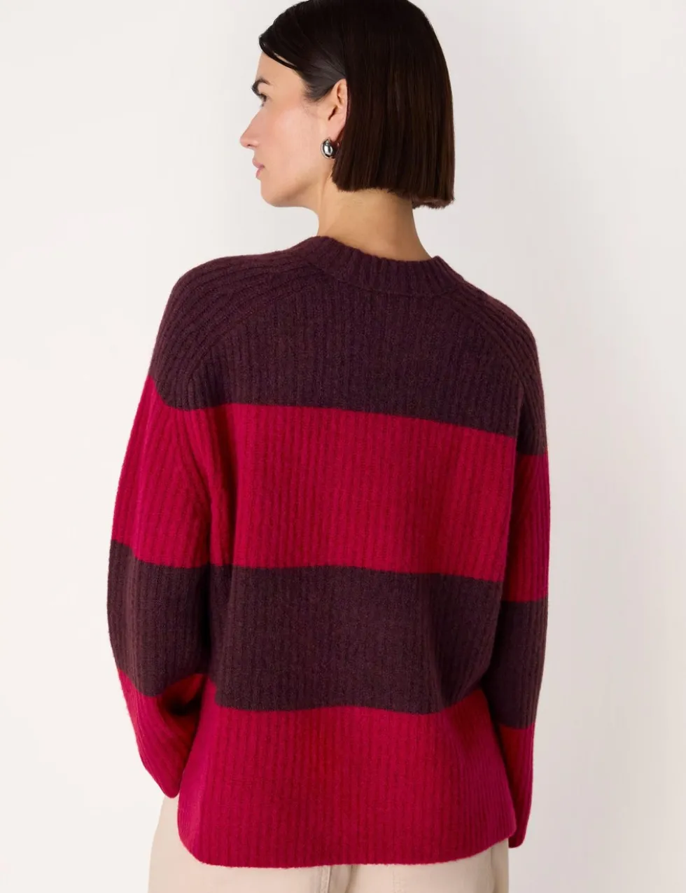 Wool Blend Striped Crew Neck Jumper