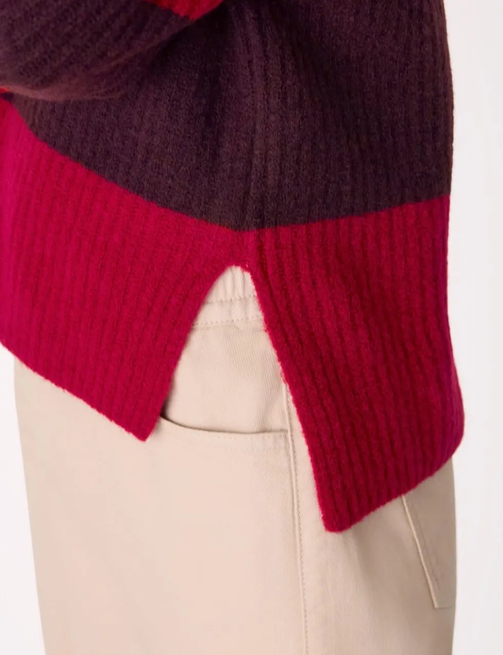 Wool Blend Striped Crew Neck Jumper