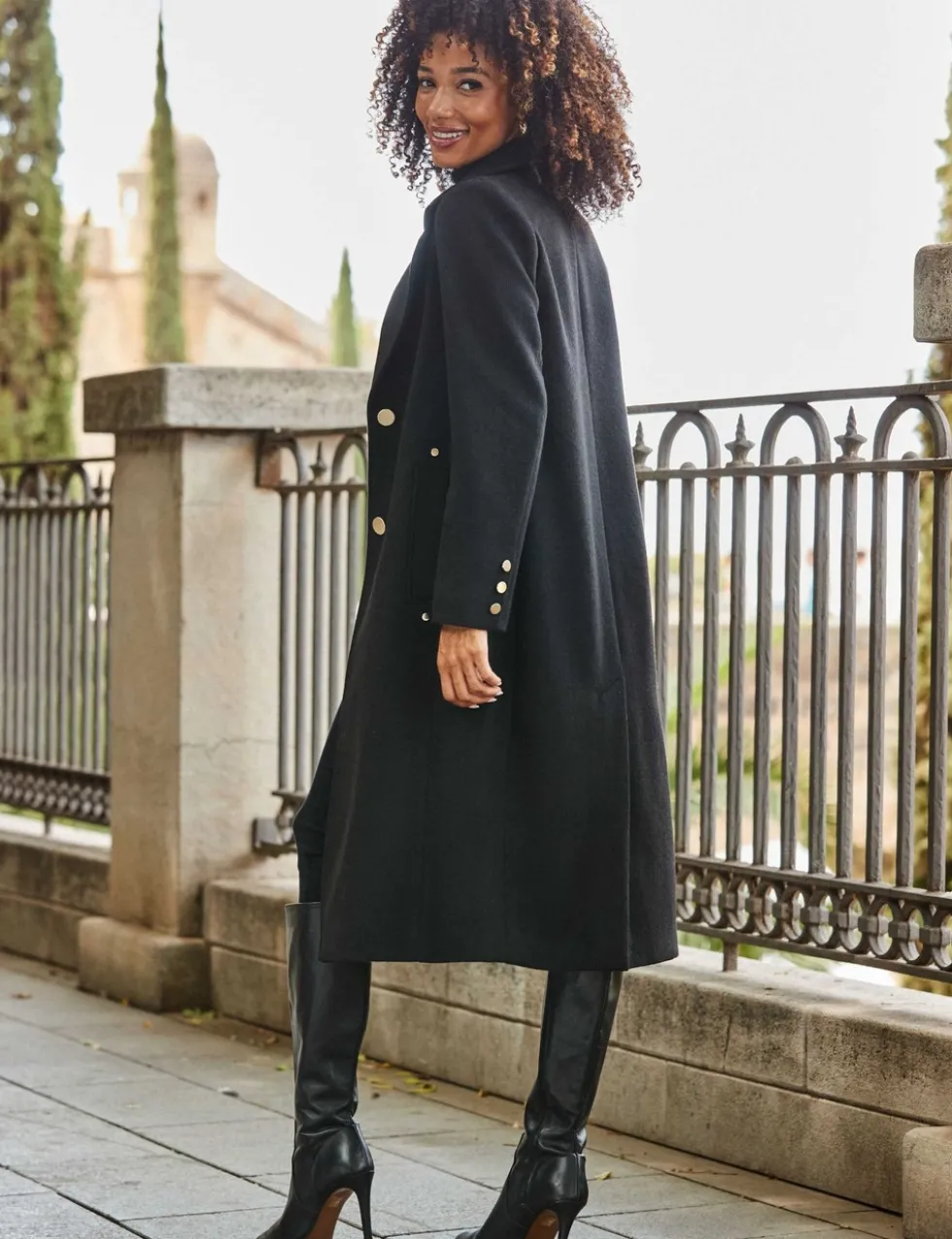 Wool Blend Tailored Coat