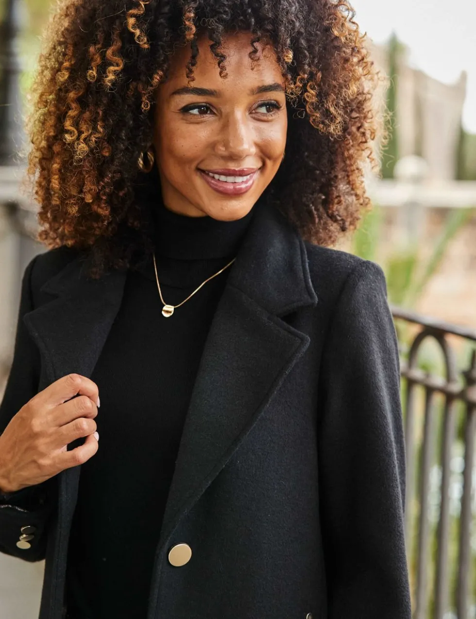 Wool Blend Tailored Coat