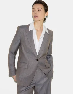 Wool Blend Tailored Single Breasted Blazer