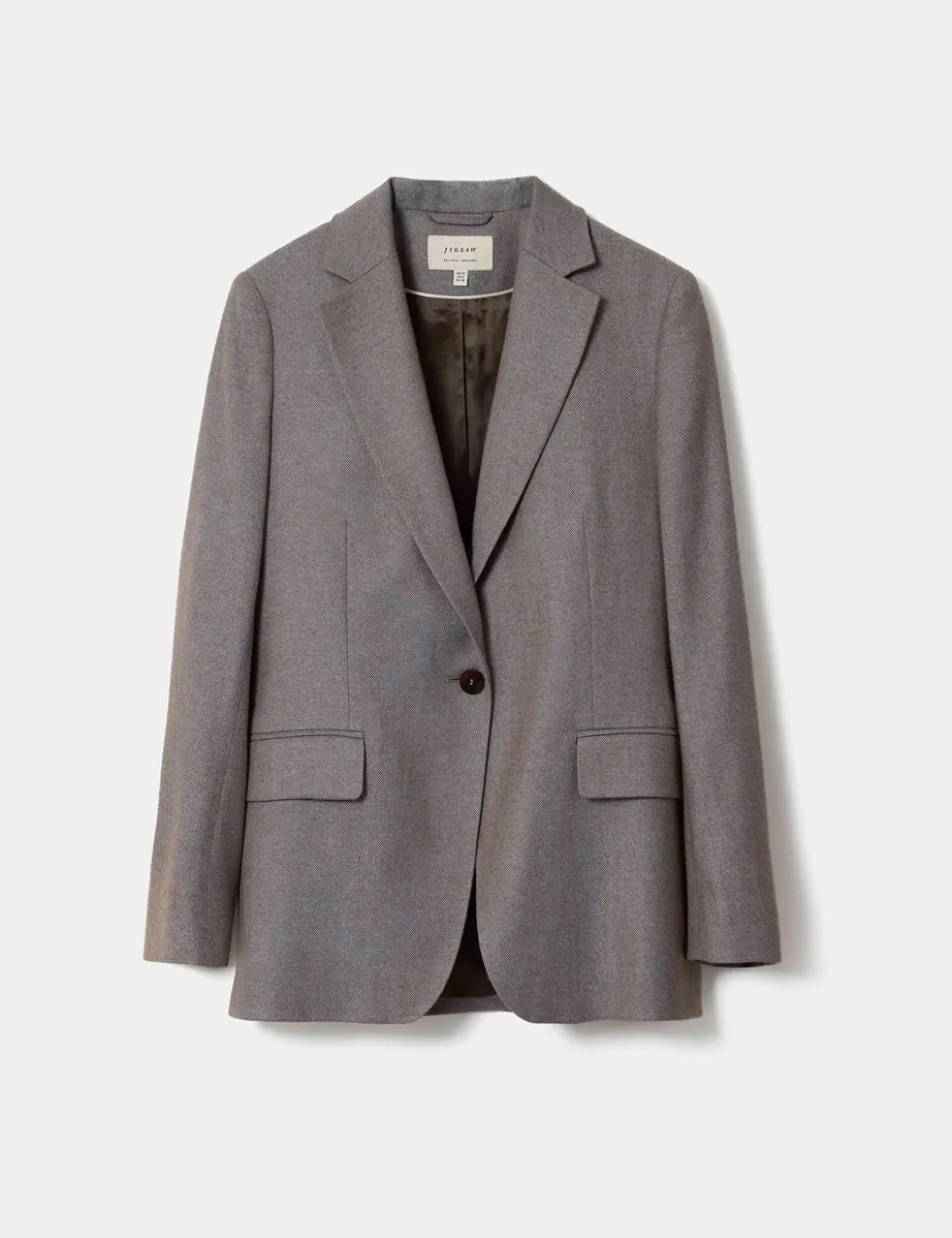Wool Blend Tailored Single Breasted Blazer
