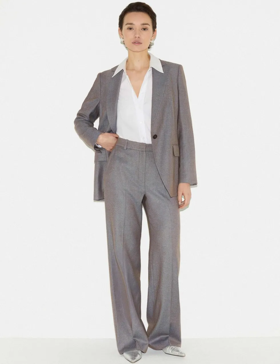 Wool Blend Tailored Single Breasted Blazer