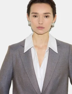Wool Blend Tailored Single Breasted Blazer