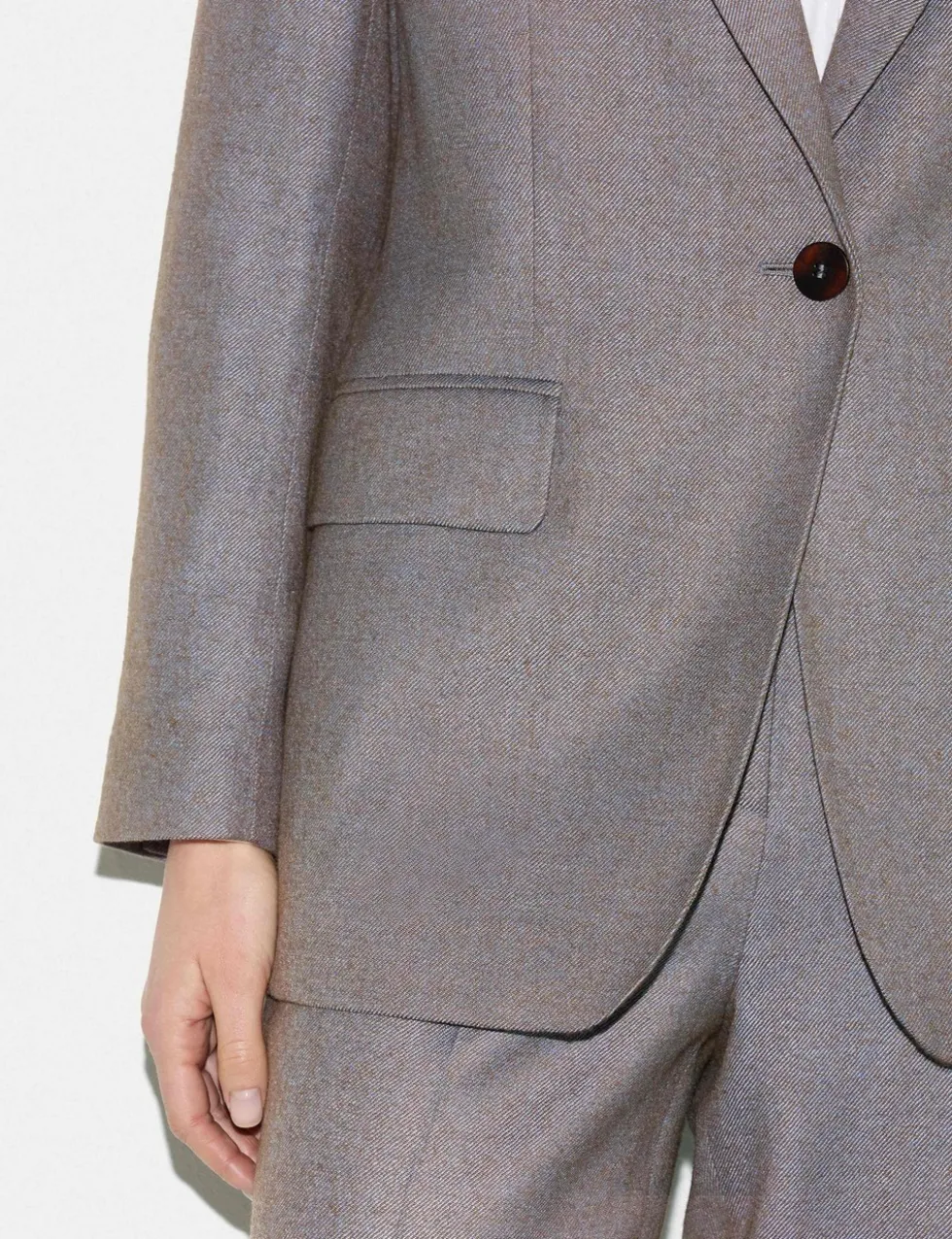 Wool Blend Tailored Single Breasted Blazer