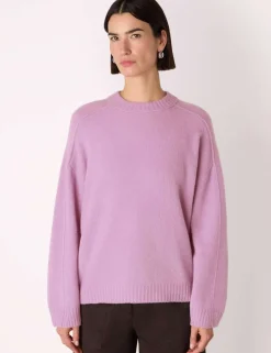 Wool Blend Textured Crew Neck Jumper