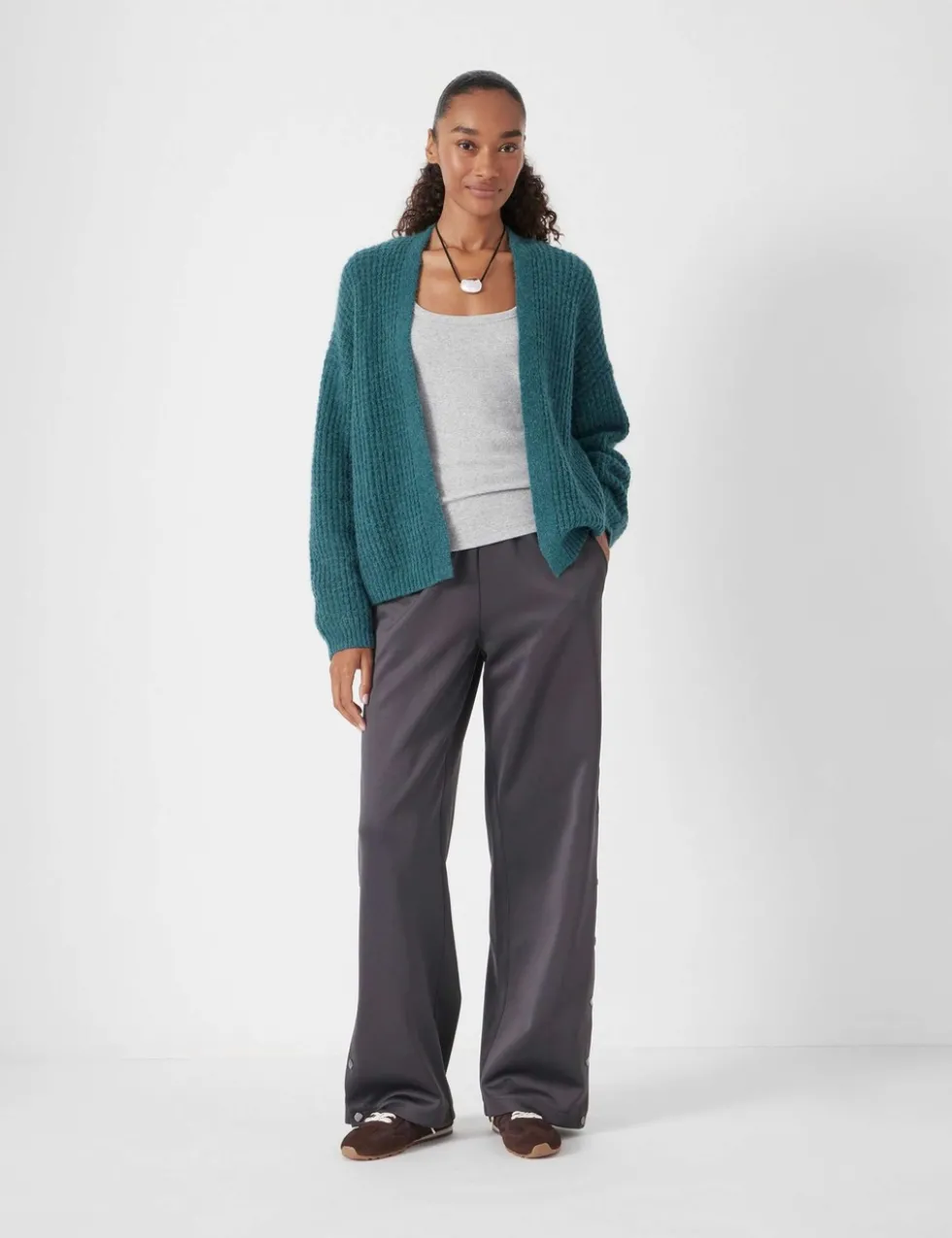 Wool Blend Textured Relaxed Cardigan