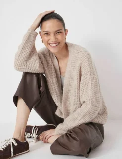Wool Blend Textured Relaxed Cardigan