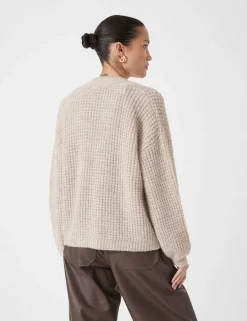 Wool Blend Textured Relaxed Cardigan