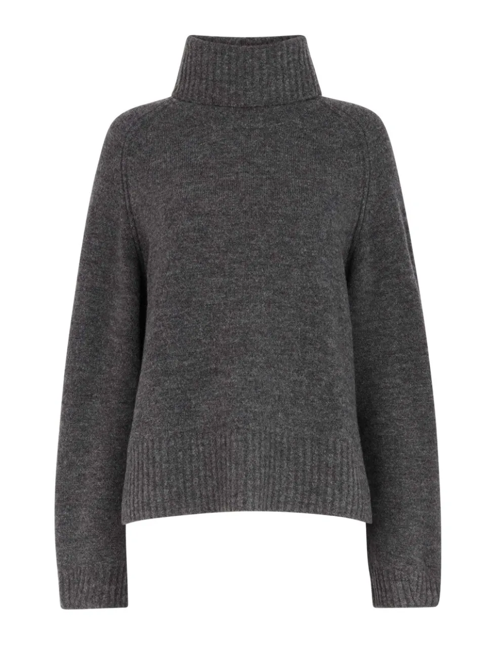 Wool Blend Textured Roll Neck Jumper