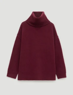 Wool Blend Textured Roll Neck Longline Jumper