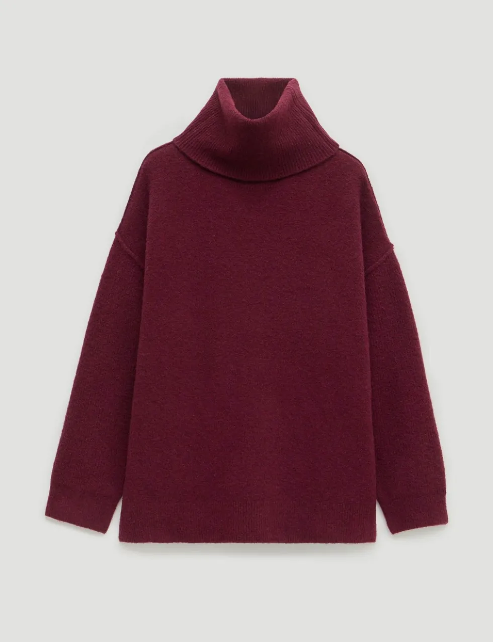 Wool Blend Textured Roll Neck Longline Jumper