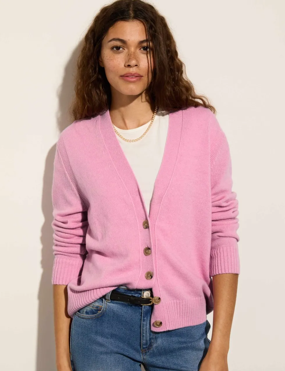 Wool Blend Textured V-Neck Cardigan