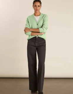 Wool Blend Textured V-Neck Cardigan