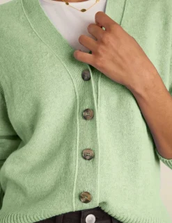 Wool Blend Textured V-Neck Cardigan