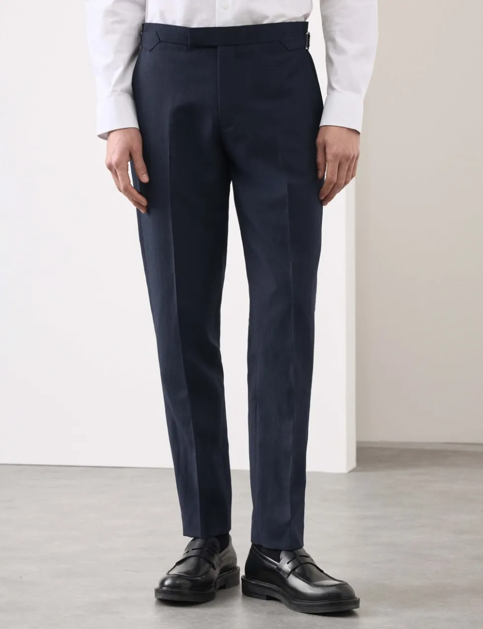 Wool Linen Blend Slub Suit Trousers