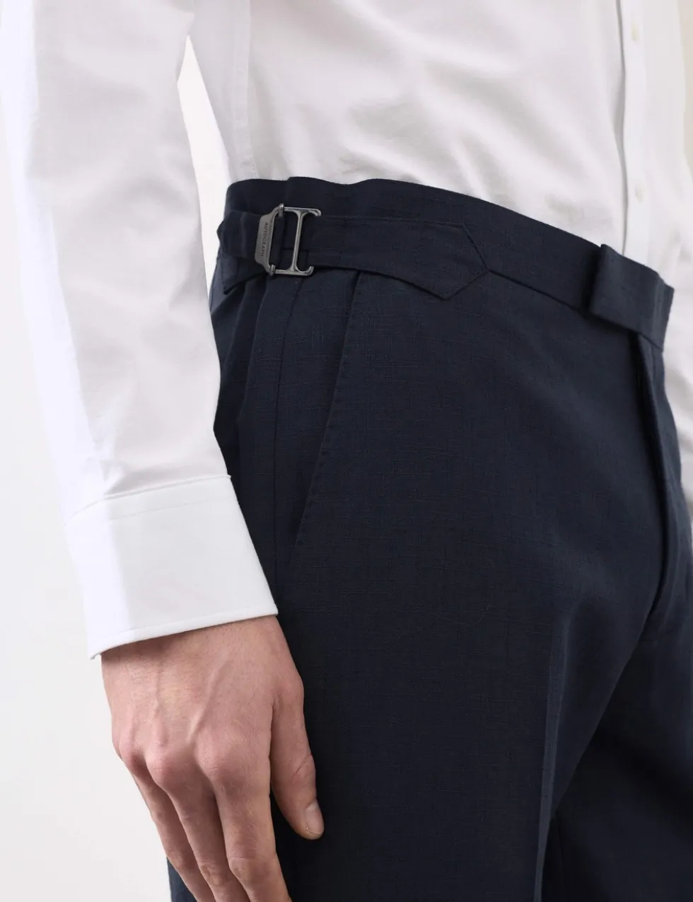 Wool Linen Blend Slub Suit Trousers