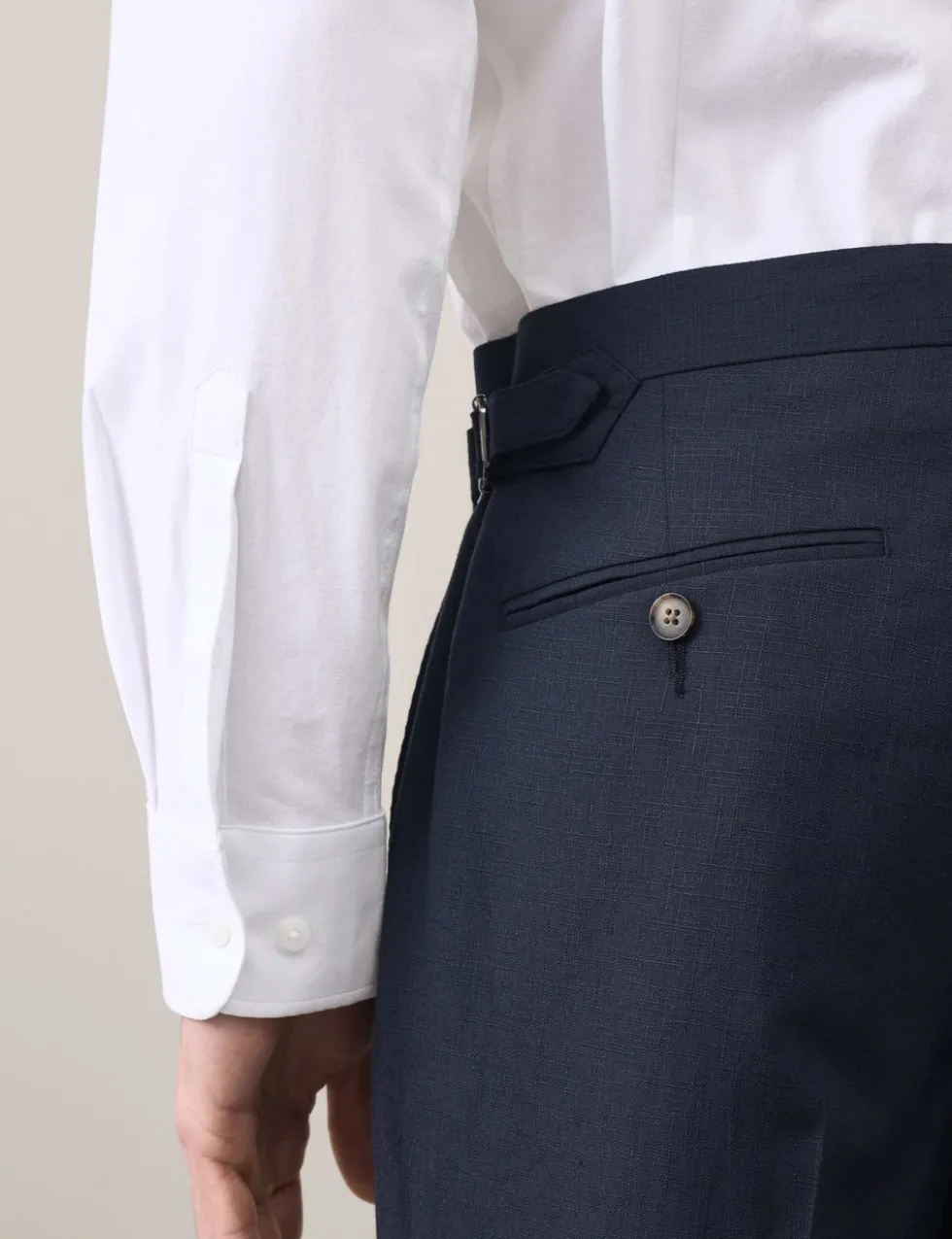 Wool Linen Blend Slub Suit Trousers