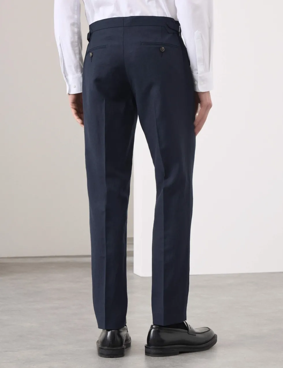 Wool Linen Blend Slub Suit Trousers