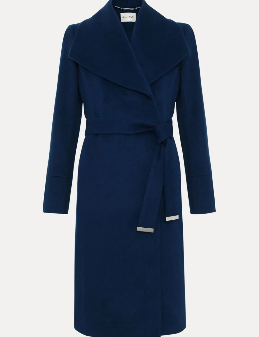 Wool Rich Belted Collared Longline Wrap Coat