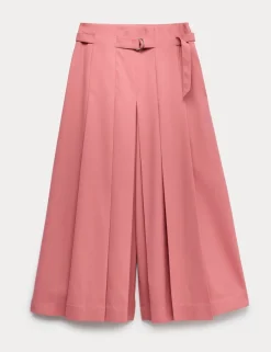 Wool Rich Belted Wide Leg Culottes