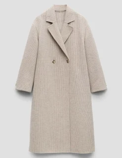 Wool Rich Checked Double Faced Longline Coat