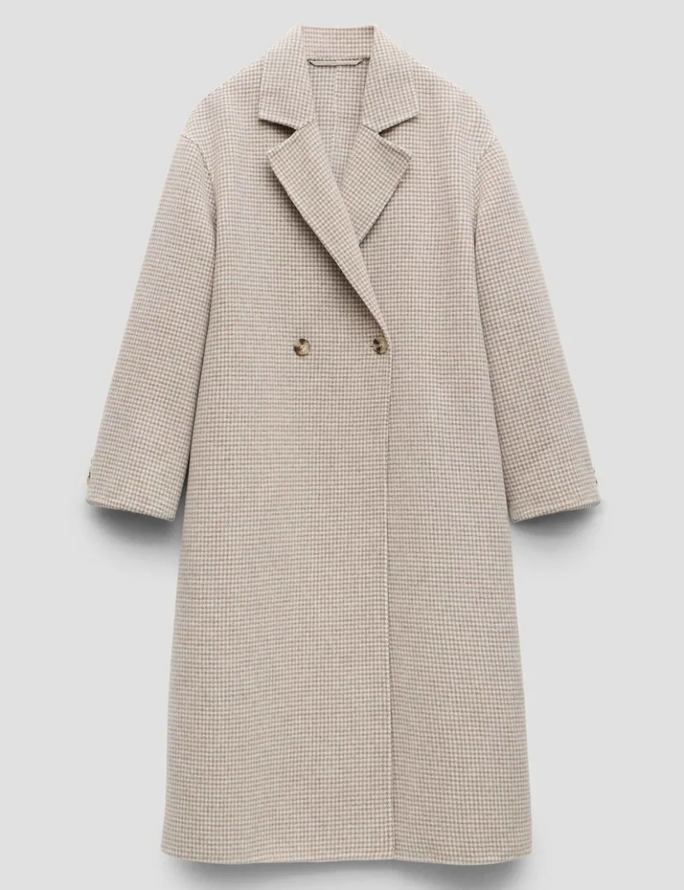 Wool Rich Checked Double Faced Longline Coat