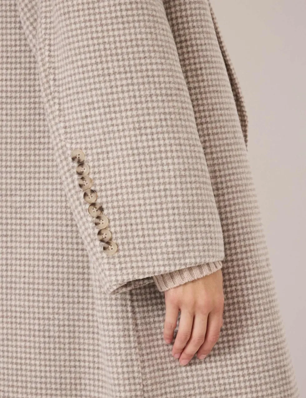 Wool Rich Checked Double Faced Longline Coat