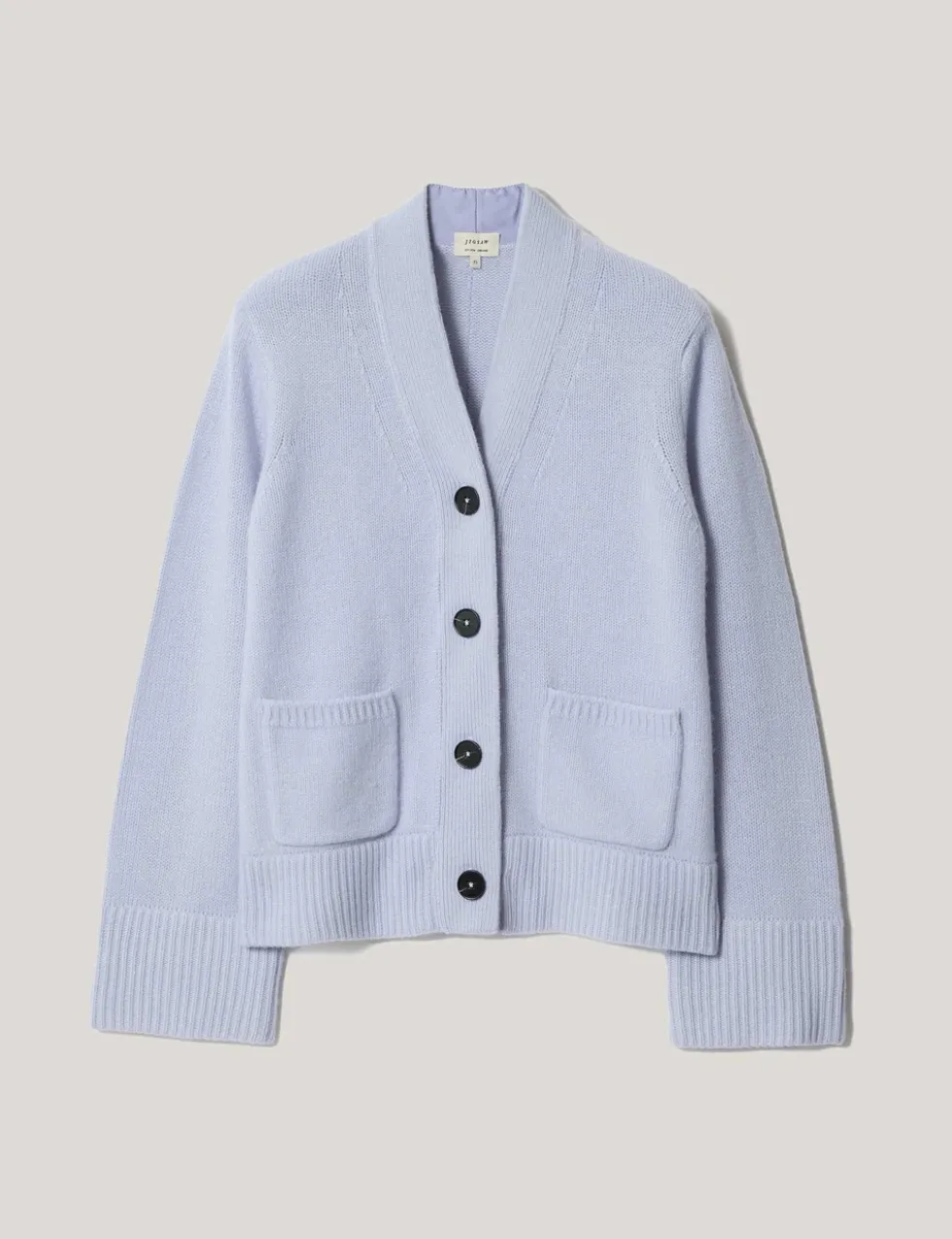 Wool Rich Chunky V-Neck A-Line Cardigan