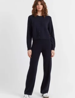 Wool Rich Crew Neck Cardigan with Cashmere