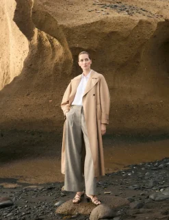 Wool Rich High Waisted Straight Leg Trousers